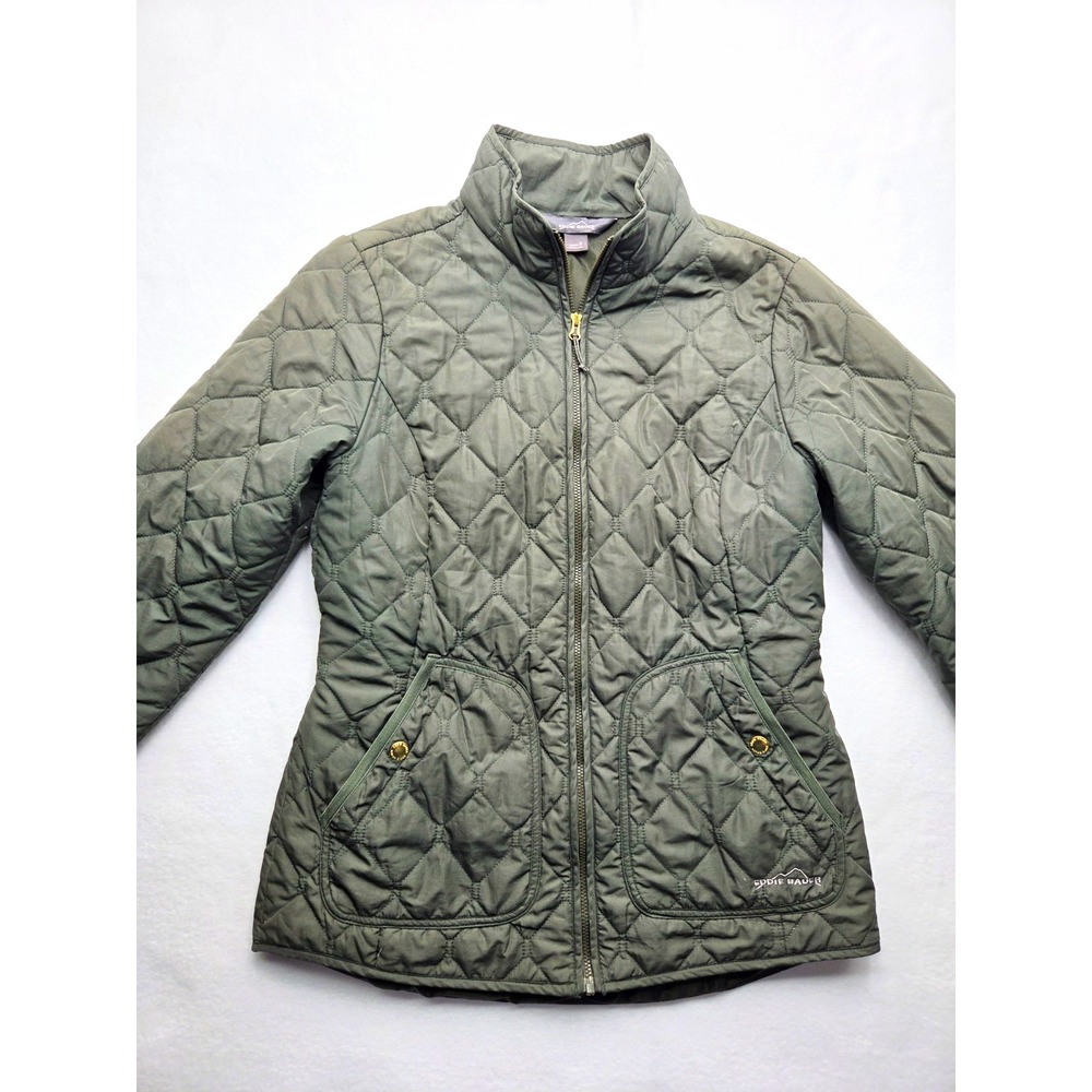 Eddie Bauer Year Round Quilted Field Jacket Womens S Olive Green Full Zip